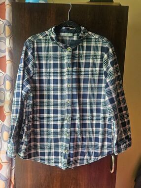 Lee Navy, White & Pink Plaid Flannel Shirt Size XL
